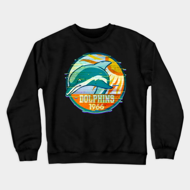 Glitch M Dolphins Crewneck Sweatshirt by Luba